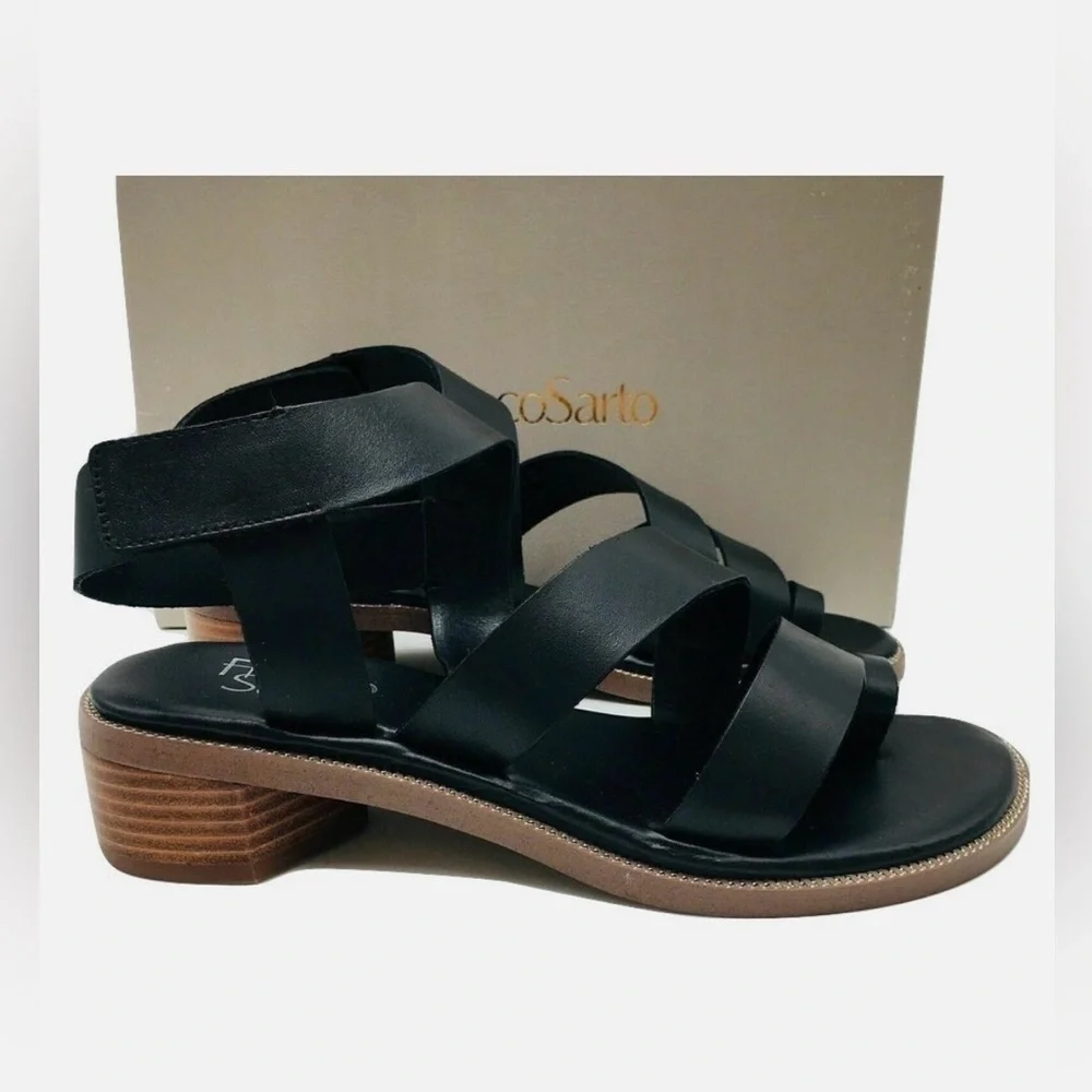 Franco Sarto Laritza Strappy Sandals, Black, New in Box